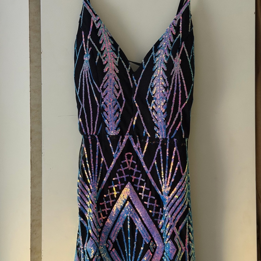 Honey and Rosie Black Multicolor Sequin Dress